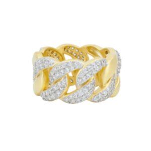 NEW - Freida Rothman Armor of Hope Pavé Chain Link Cuba Ring Sizes 8 or 9